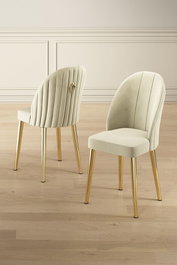 Hanah Home Mara Juego de Sillas Crema y Dorado